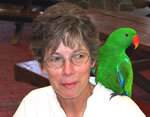 Eclectus Parrot meets tour group member, Mary Franklin